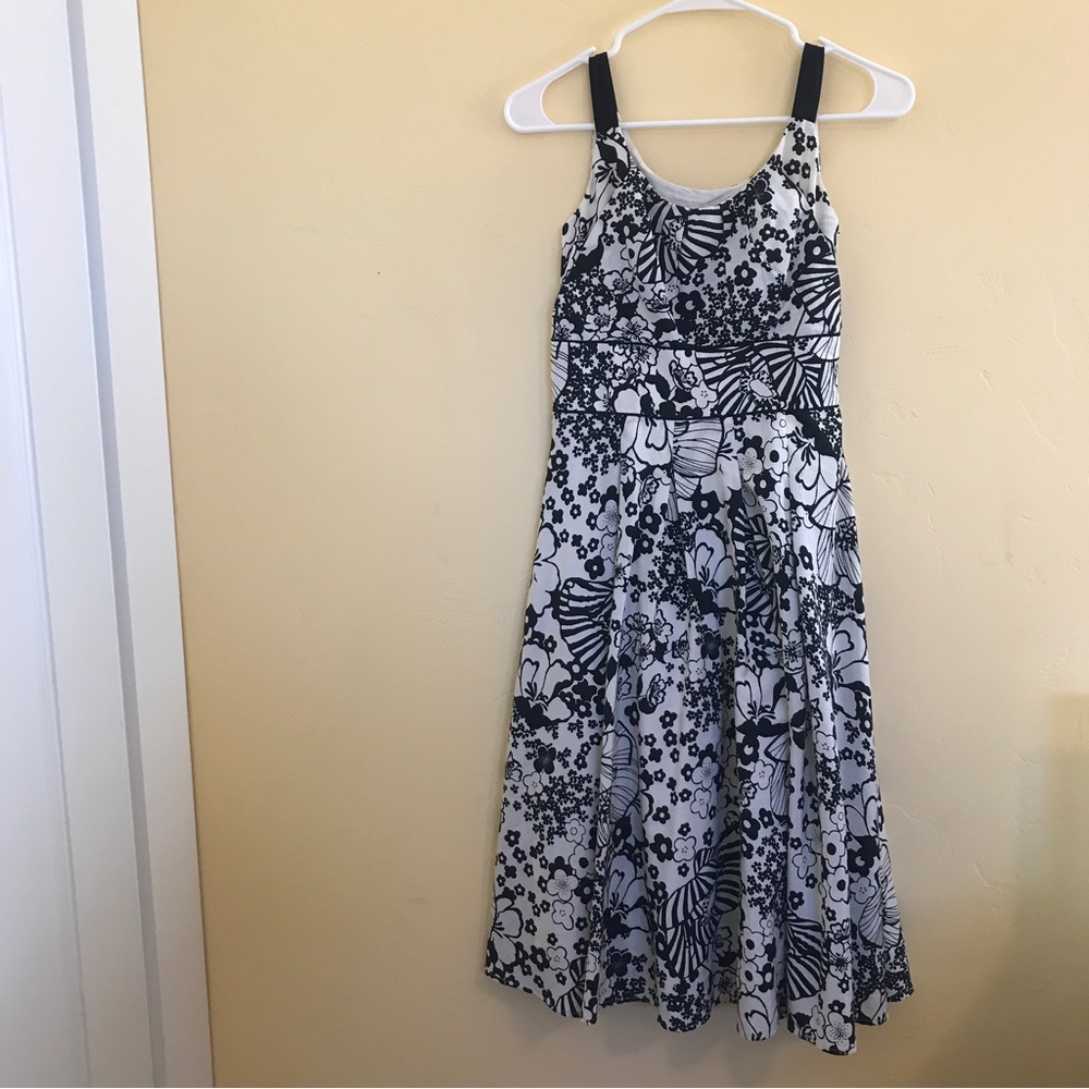 Silk Cotton Black and White Dress - Laura Ashley Size 4